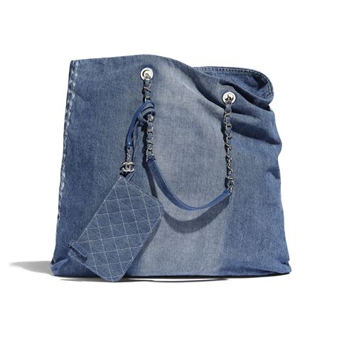 chanel borsa nylon|Chanel denim shopping bags.